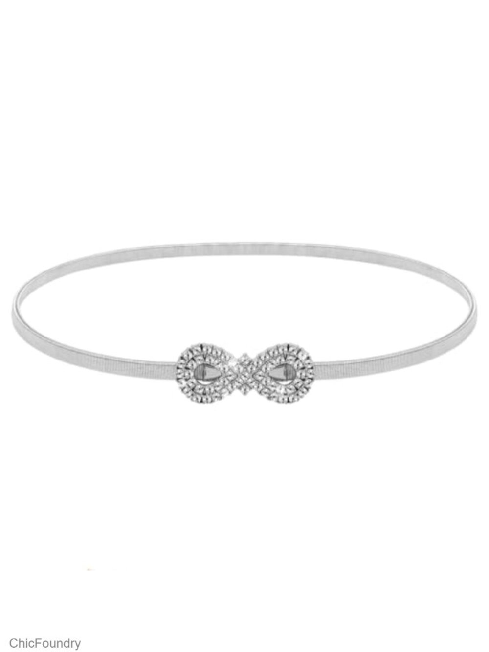 Rhinestone Chain Belt for Women Dresses Elastic Skinny Waist Belt Gold